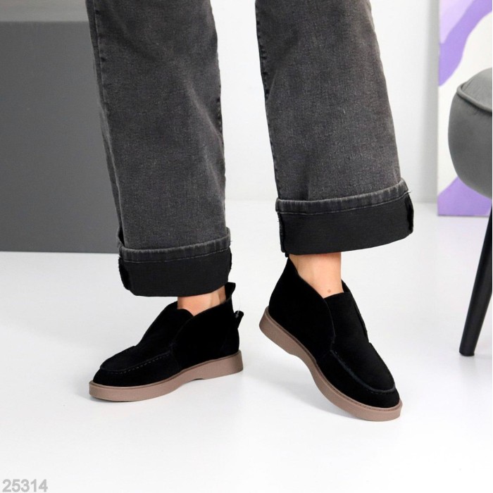 Лофери жіночі натуральна замша чорні 36,37,38,39,40,41р