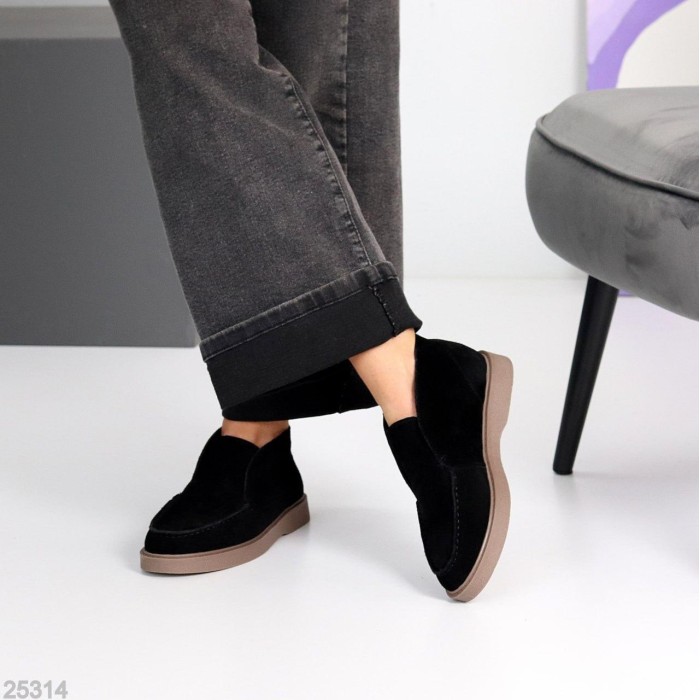 Лофери жіночі натуральна замша чорні 36,37,38,39,40,41р