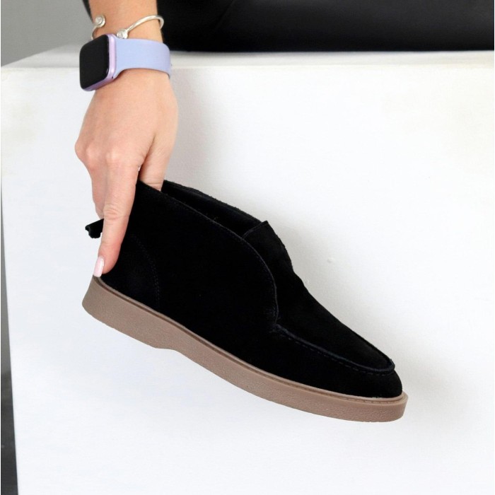 Лофери жіночі натуральна замша чорні 36,37,38,39,40,41р