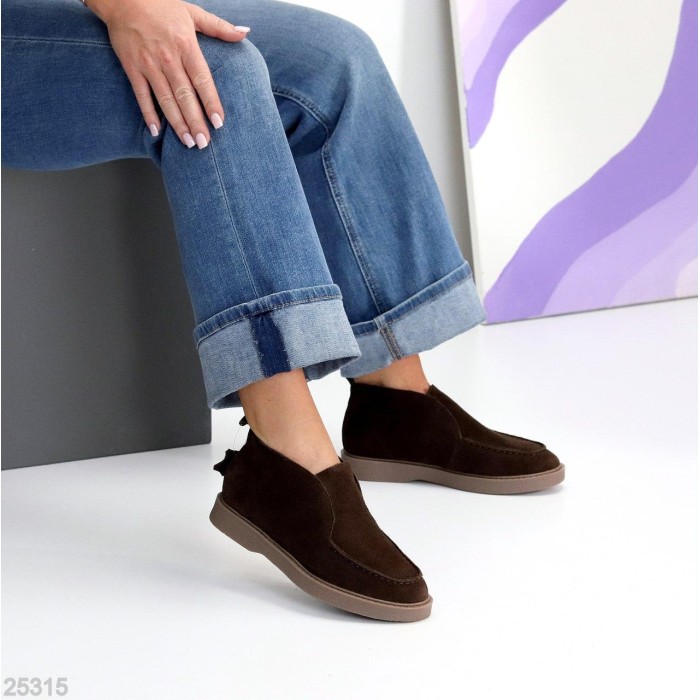 Лофери жіночі натуральна замша колір-шоколад 39,40,41р