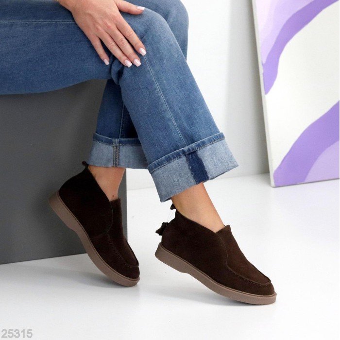 Лофери жіночі натуральна замша колір-шоколад 39,40,41р