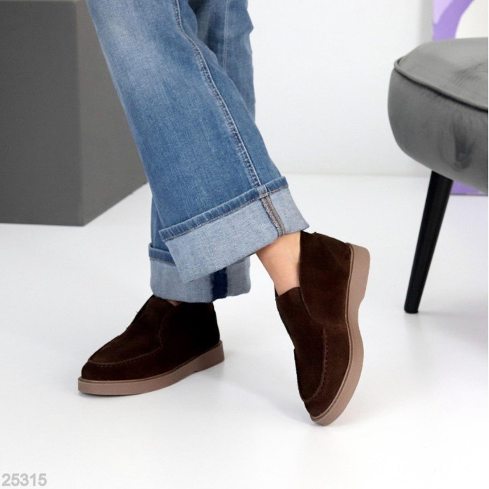 Лофери жіночі натуральна замша колір-шоколад 39,40,41р