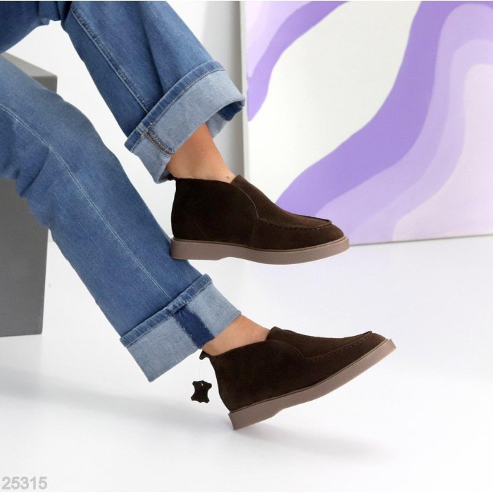 Лофери жіночі натуральна замша колір-шоколад 39,40,41р