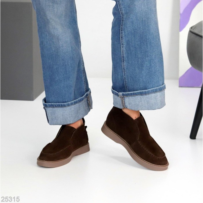 Лофери жіночі натуральна замша колір-шоколад 39,40,41р