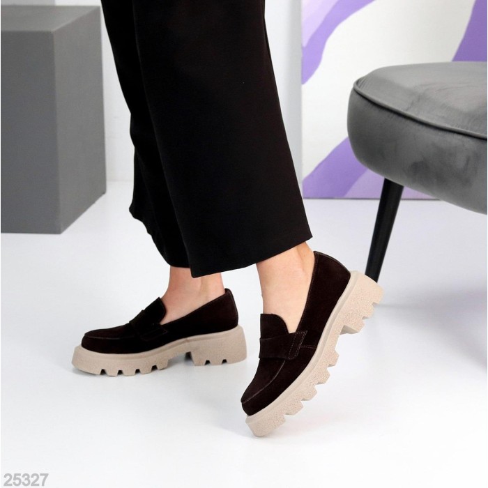 Лофери жіночі натуральна замша колір-шоколад 38,40р