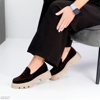 Лоферы женские натуральная замша цвет-шоколад 38,40р