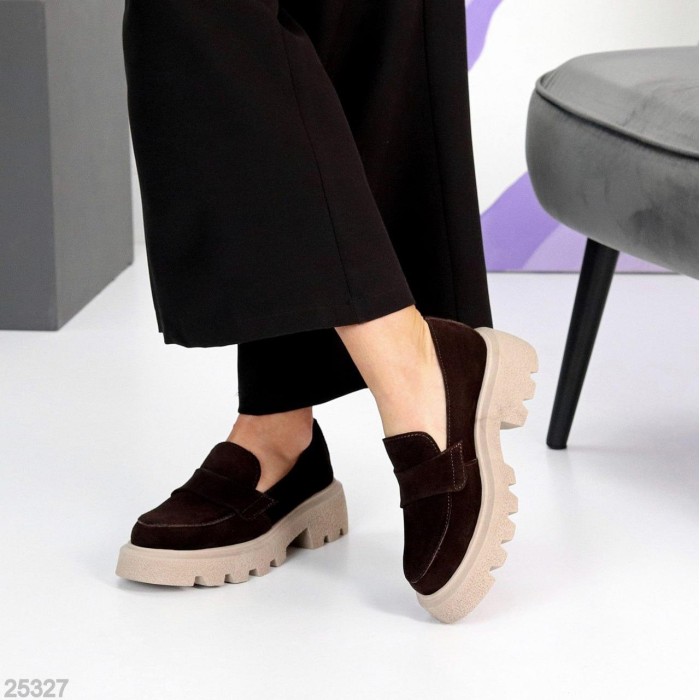 Лофери жіночі натуральна замша колір-шоколад 38,40р