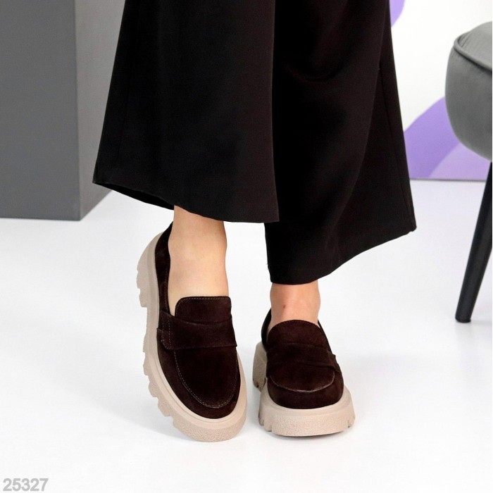 Лофери жіночі натуральна замша колір-шоколад 38,40р