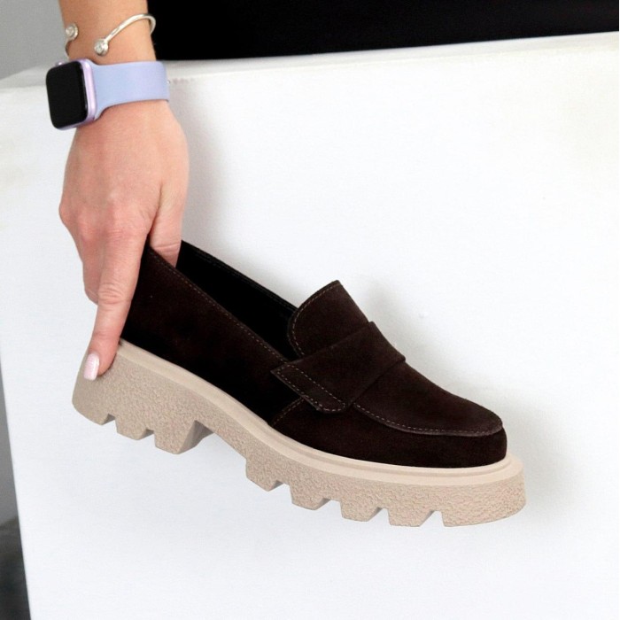 Лофери жіночі натуральна замша колір-шоколад 38,40р