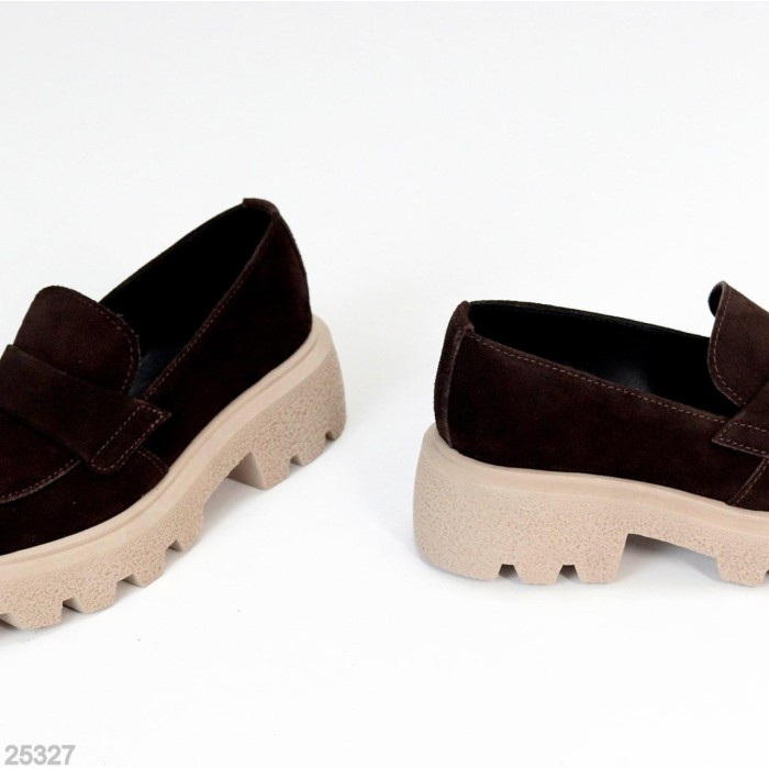 Лофери жіночі натуральна замша колір-шоколад 38,40р