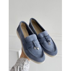 Туфлі/Лофери жіночі колір:джинс натуральна замша 39р