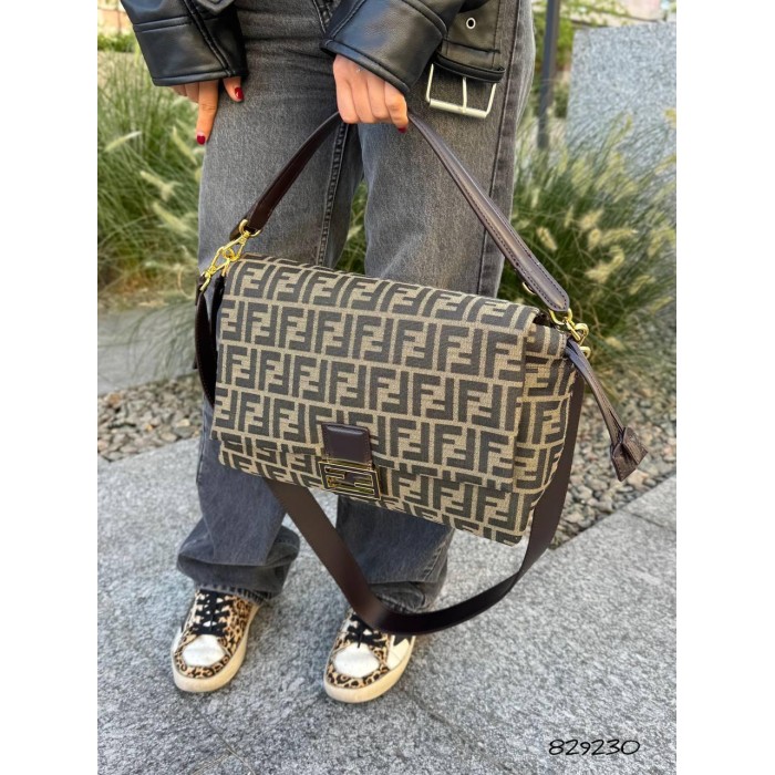 Сумка жіночий комбінована шкіра /текстиль щільний водостійкий Чорна, Шоколад Шоколад