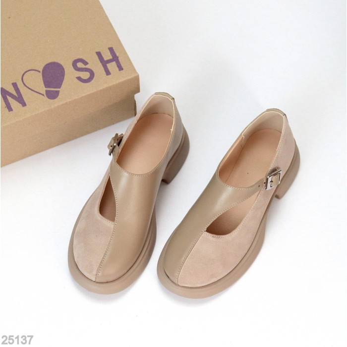 Туфли жіночі натуральна шкіра/замша колір беж 36,40р