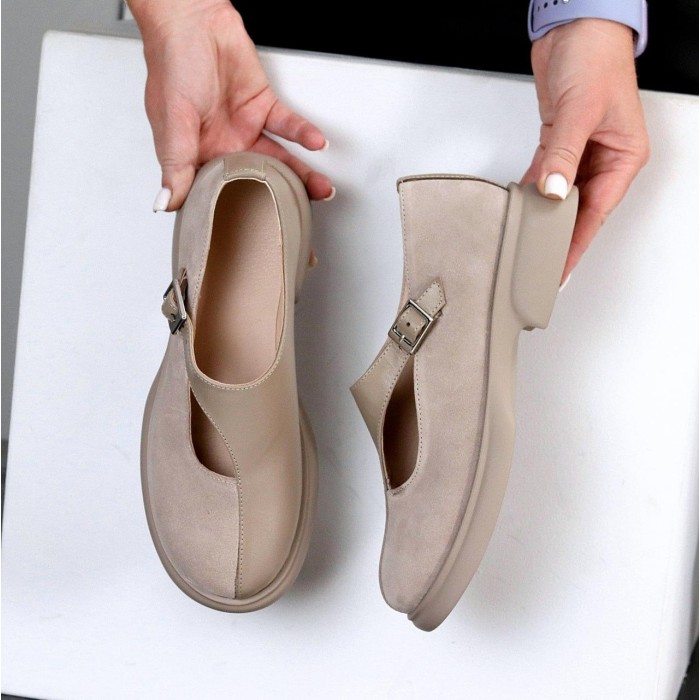 Туфли жіночі натуральна шкіра/замша колір беж 36,40р