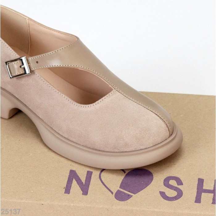 Туфли жіночі натуральна шкіра/замша колір беж 36,40р