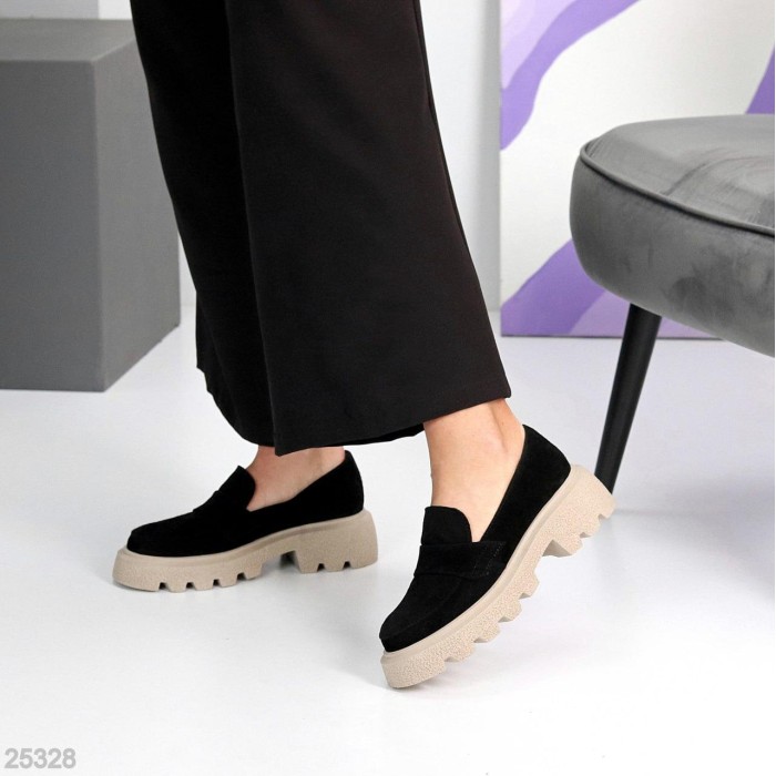 Лоферы женские натуральная замша черные 37,38,40р