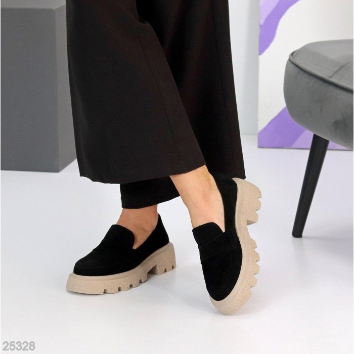 Лоферы женские натуральная замша черные 37,38,40р