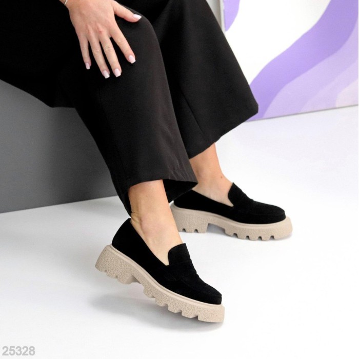 Лоферы женские натуральная замша черные 37,38,40р