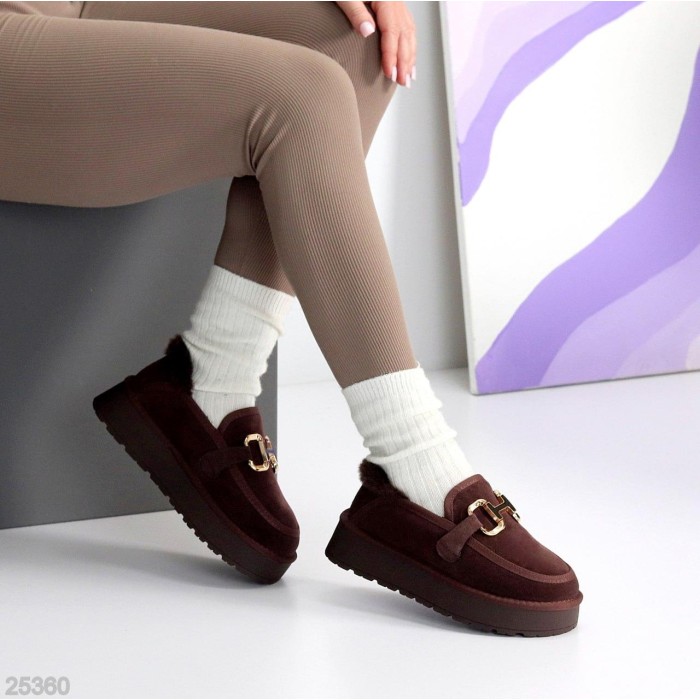 Кросівки/автоледі жіночі натуральна замша колір-шоколад зима на 35.5р.