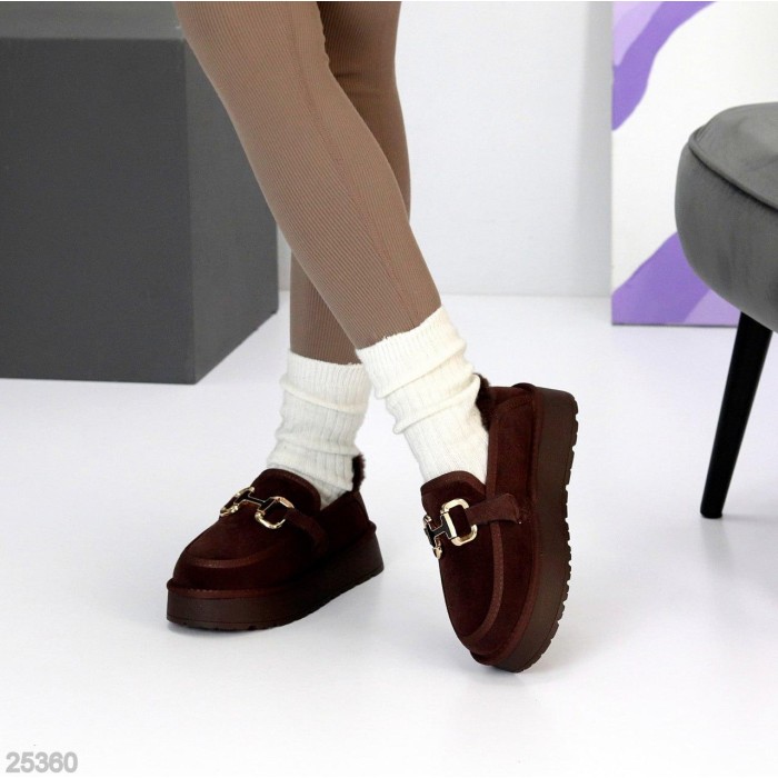 Кросівки/автоледі жіночі натуральна замша колір-шоколад зима на 35.5р.