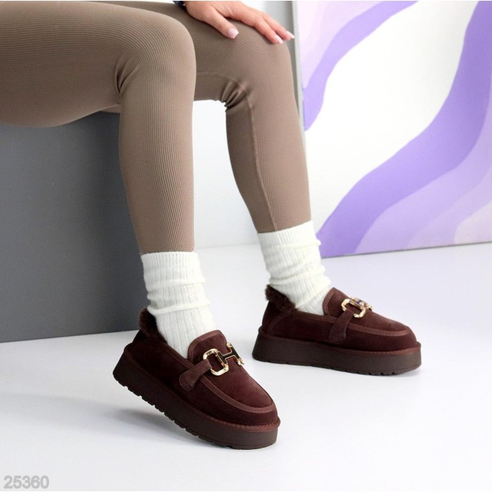 Кросівки/автоледі жіночі натуральна замша колір-шоколад зима на 35.5р.