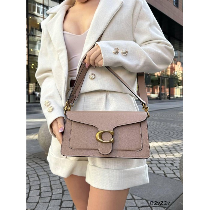 Сумка жіноча Coach 2 відділиз натуральної люкс шкіри Кемел, Капучино, Чорна