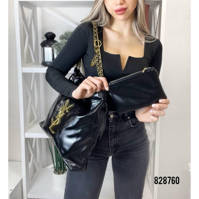 Сумка мішечок жіноча 2 в 1 з брелками натуральна шкіра Чорна