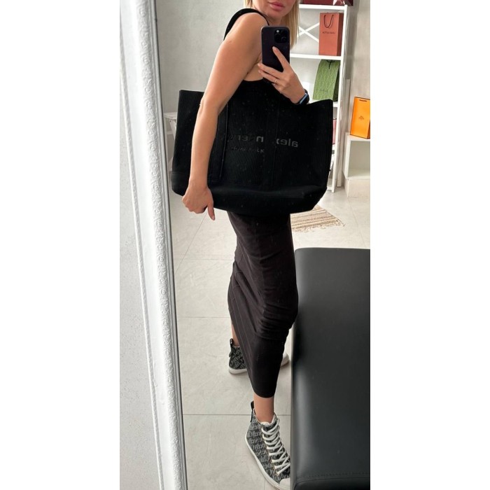 Сумка жіноча Wang вʼязка бавовна медіум преміум люкс колір: Чорний