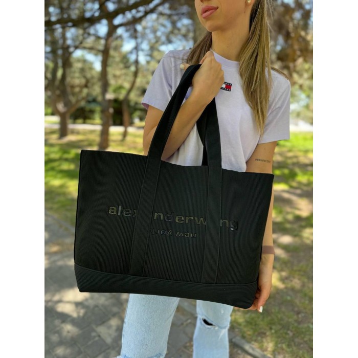 Сумка жіноча Wang вʼязка бавовна медіум преміум люкс колір: Чорний