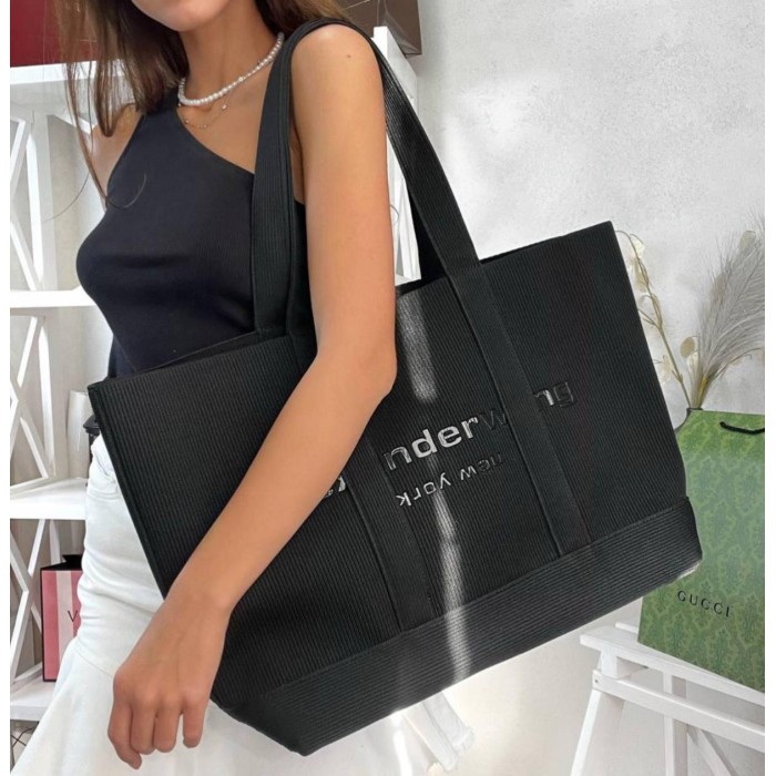 Сумка жіноча Wang вʼязка бавовна медіум преміум люкс колір: Чорний