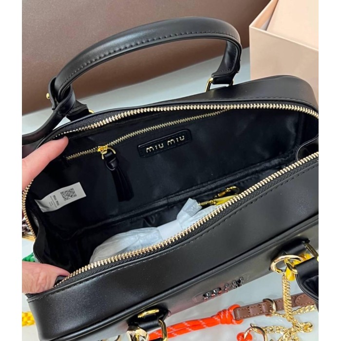 Сумка жіноча МіуМіу натуральна шкіра Чорна