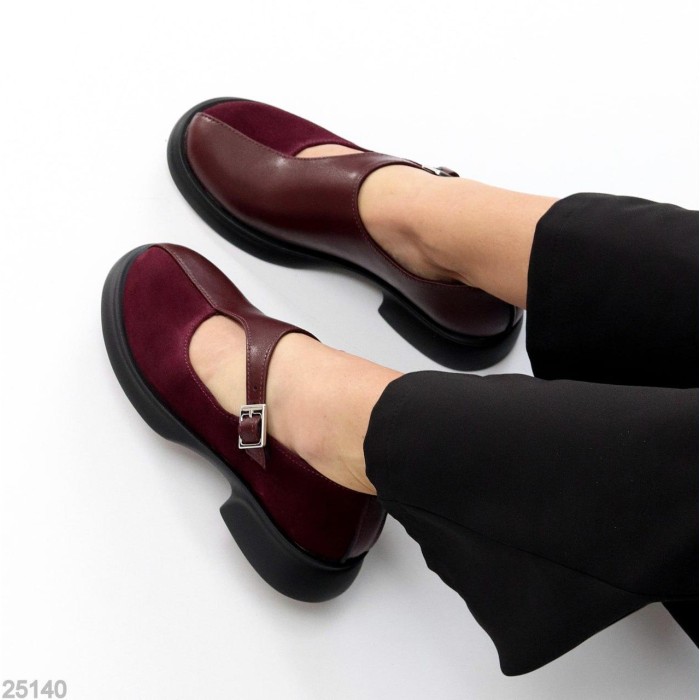 Туфлі жіночі натуральна замша/шкіра колір-бордо 36,40р