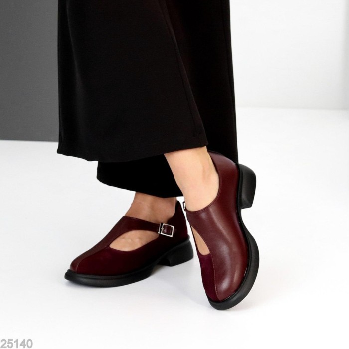 Туфлі жіночі натуральна замша/шкіра колір-бордо 36,40р