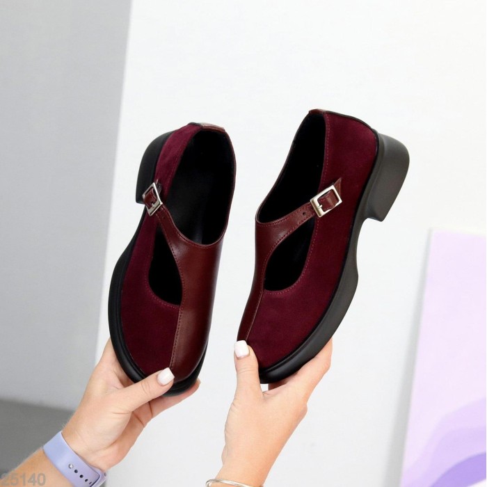 Туфлі жіночі натуральна замша/шкіра колір-бордо 36,40р