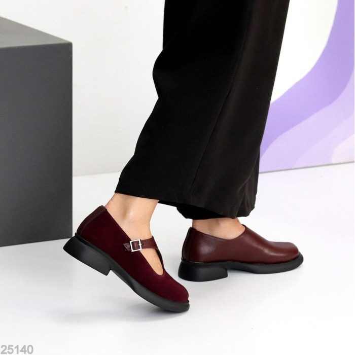 Туфлі жіночі натуральна замша/шкіра колір-бордо 36,40р