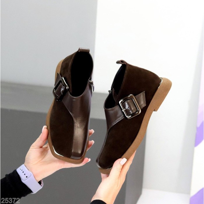 Туфлі жіночі натуральна замша/шкіра колір-шоколад 40р