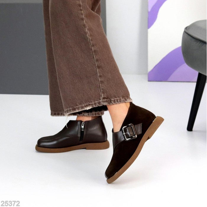 Туфлі жіночі натуральна замша/шкіра колір-шоколад 40р