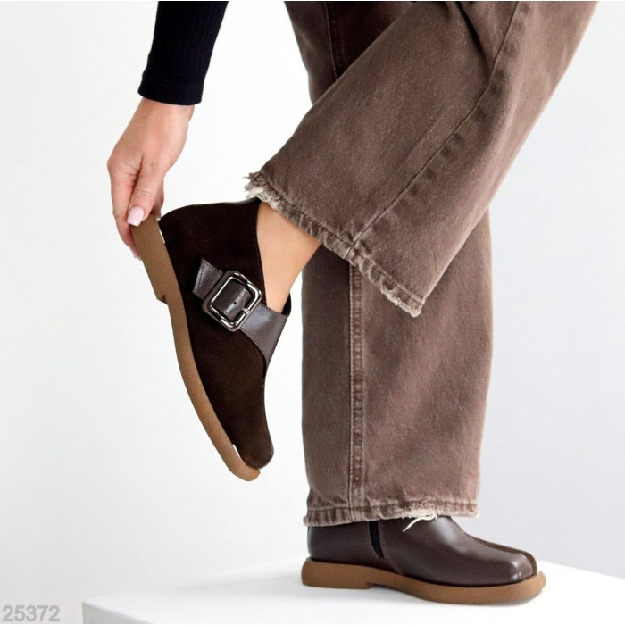 Туфлі жіночі натуральна замша/шкіра колір-шоколад 40р