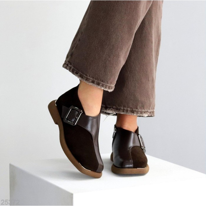 Туфлі жіночі натуральна замша/шкіра колір-шоколад 40р