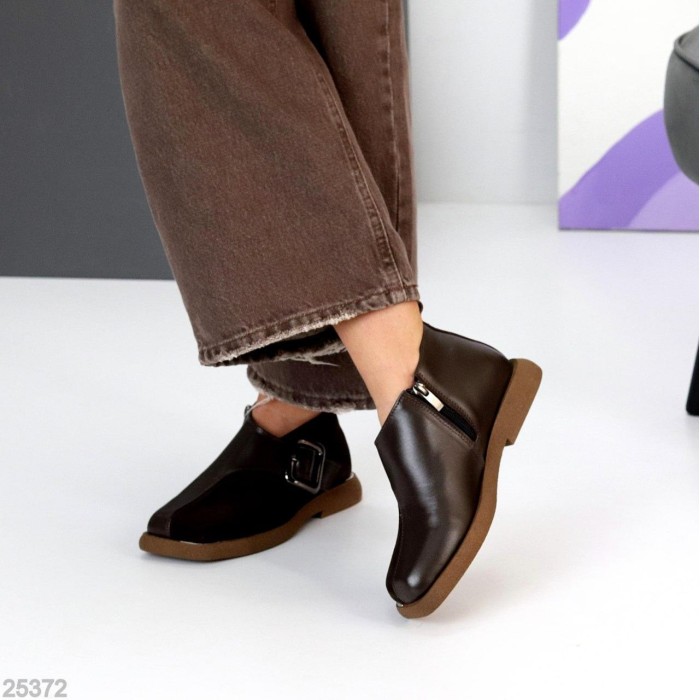 Туфлі жіночі натуральна замша/шкіра колір-шоколад 40р