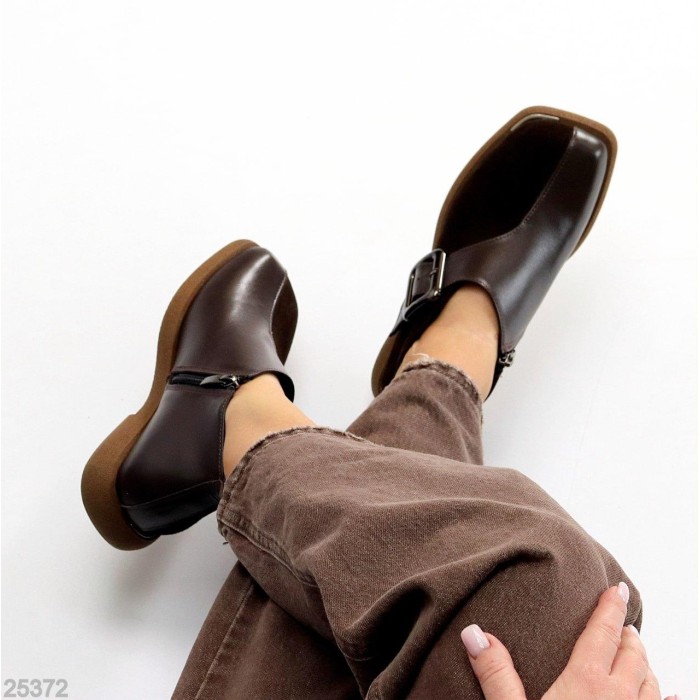 Туфлі жіночі натуральна замша/шкіра колір-шоколад 40р