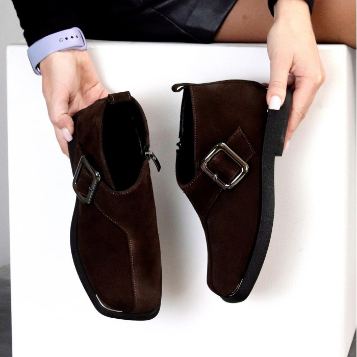 Туфли женские натуральная замша цвет-шоколад 41р