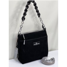 Сумка жіноча 3 відділення натуральна шкіра лак Червона Чорний замшевий