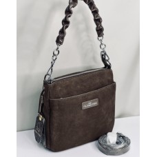 Сумка жіноча 3 відділення натуральна шкіра лак Червона Шоколад