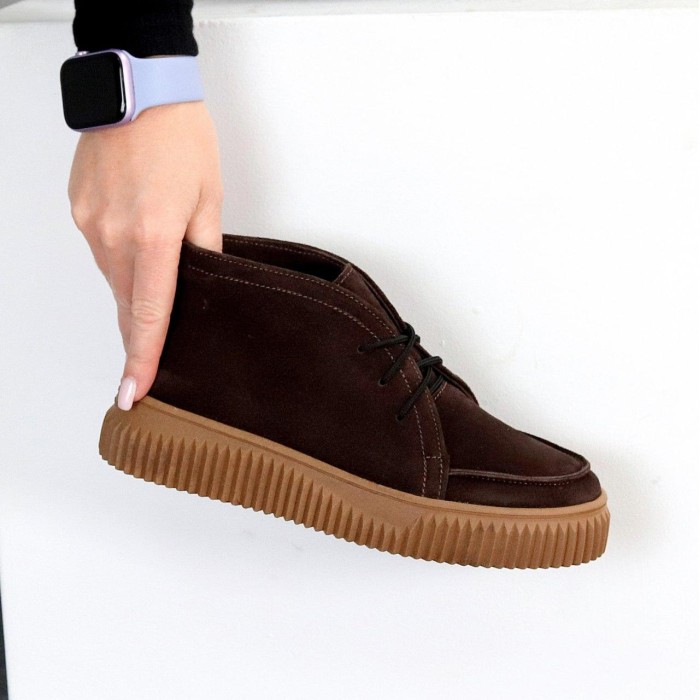 Черевики жіночі натуральна замша колір-шоколад демі на 35.5,37р