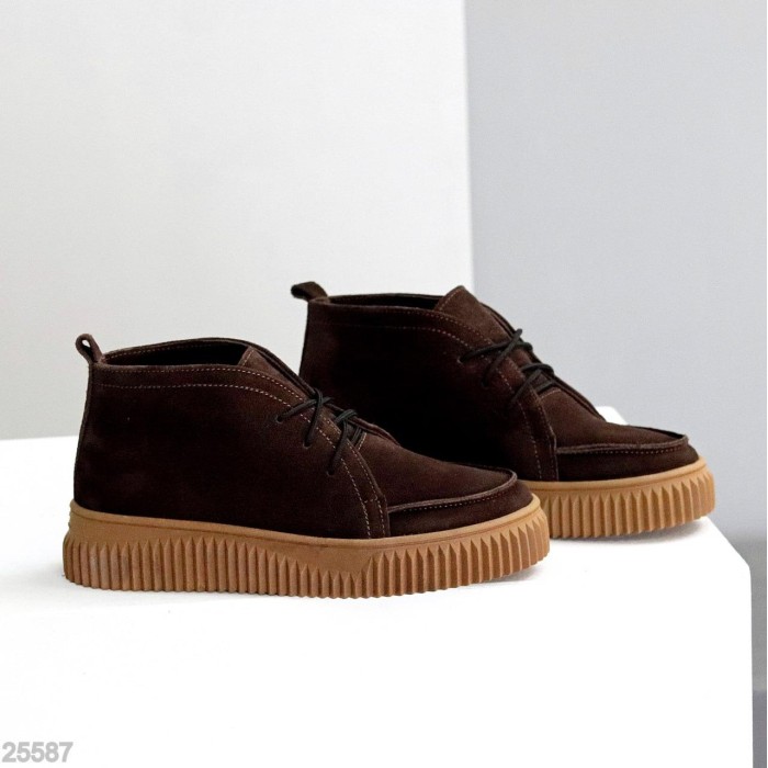 Черевики жіночі натуральна замша колір-шоколад демі на 35.5,37р