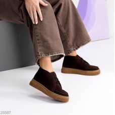 Черевики жіночі натуральна замша колір-шоколад демі на 35.5,37р