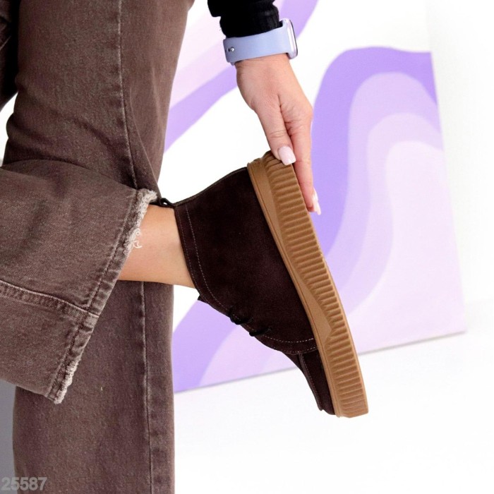 Черевики жіночі натуральна замша колір-шоколад демі на 35.5,37р