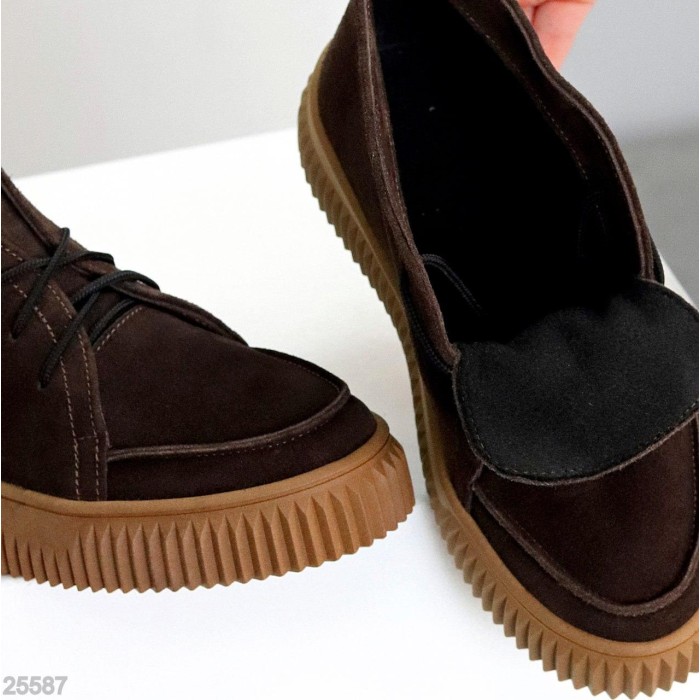 Черевики жіночі натуральна замша колір-шоколад демі на 35.5,37р