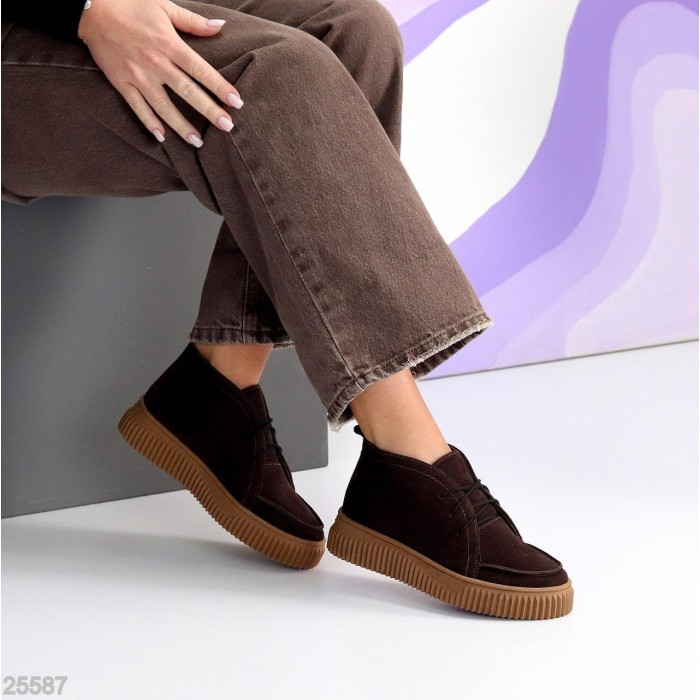 Черевики жіночі натуральна замша колір-шоколад демі на 35.5,37р